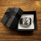 Mens 925 Sterling Silver Ring Royal Flush Playing Card Resize Adjustable