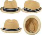 Oversize Xl Xxl Mens Summer Straw Fedoras Sun Hats Panama Derby Packable 57-64cm