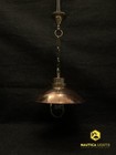 Vintage Brass Pendant Light With Copper Shade     Nautical Hanging Lamp Fixture