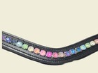 Premium Leather Horse Bridle Multi Rainbow Color Crystal Brow-band All Sizes 