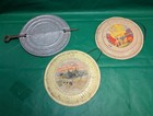 Vintage E-z 6  Wood Stove Pipe Damper   2 Litho Tin Flue Hole Covers Rau s Pat