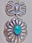Vintage Navajo Sterling Silver Native American Turquoise Pendant 2 5 8 