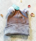 Fur Pompom Toddler Winter Beanie Hat Gray Baby Girl Boy Knit Cap Next Day Ship