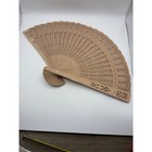 Wooden Carved Hand Fan Folding Decorative Oriental Style Vintage
