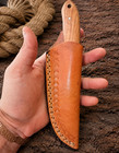 Custom Handmade Fixed Blade Cow Leather Sheath   Holster   Vertical Knife