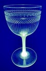 Antique C1900   1920 Fine Crystal Wine Glasses Pair   guilloch   Etched    uv Reactive 