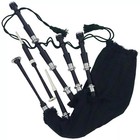 Scottish Highland Black Bagpipe Fitted With Silver Mounts With Bag   Tutor Book
