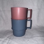 Vintage Tupperware Stackable Mugs Coffee Cups Tumbler Retro Kitchen Pair