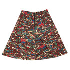 60s 70 s Multi Color Farm Themed Courdoroy Midi Skirt