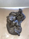 Vtg Heredities  best Of Friends  Boxer Dog And Pup  Bronzed Figurine statuette