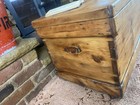 Old Antique Pine Chest  Vintage Wooden Storage Trunk  Blanket Box  Coffee Table 
