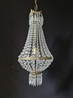 Antique Vintage Brass   Crystals French Empire Chandelier Ceiling Lamp Light
