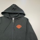 Vtg Harley-davidson Zip Up Hoodie Womens L Black Orange Logo Fleece Sweatshirt