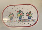 Vtg R A Briggs Flower Pot Placemats 1986 Set 4 Oval Floral Primary Colors 
