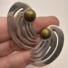Vintage Taxco Mexico Mixed-metal Sterling   Brass Statement Earrings Modernist