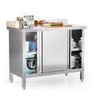 Stainless Steel Prep Table With Storage Cabinet And Sliding Doors For Commercial