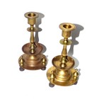 Antique Russian Brass Candlesticks Pair Pizhenov 1880-1900 Imperial Pre-1918