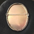 Russian Mother Of Pearl Brooch Hand Painted Winter Scene Fedoskino Style Vintage