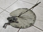 Vintage Frog Lilly Pad Metal Sun Dial Taiwan Garden Green Patina Yard Decoration