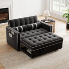  3-in-1 Convertible Futon Sleeper Sofa Bed  52 Inch Without Side Table Black