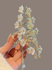 Hair Claw Clip Faux Pearl Flower Rhinestone Boho Ponytail Clamp Tassel For Women