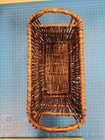 Brown Wicker Basket Rectangle Storage Organizer Rustic Farmhouse Decor Handles