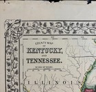 Antique 1867 Color County Map Of Kentucky And Tennessee By S Augustus Mitchell
