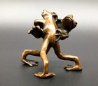 Old Brass Wrestling Frog Statue Tea Pet Feng Shui Zen Decor