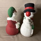 Vintage Partially Painted Mr   Mrs Snowman Ceramic Figures