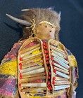 Rare Antique 1800s Native Plain Indian Hide Doll Buffalo Hat Beaded Knife Sheath