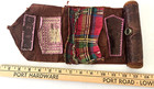 Antique 19th C 1850  Primitive Leather Sewing   Farmer s Tool Roll very Large 