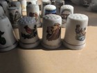 Set Of 25 Vintage Fine Bone China   Pewter Thimbles Great Shape No Cracks chips