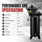 5hp Electric Air Compressor 60 Gallon Vertical Asme Tank 16cfm 220v 1 Ph 145psi