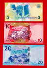 Lesotho Unc Notes 5 Maloti 1989 P-10a  10 Maloti 2021 P-26   20 Maloti 2021 P-27
