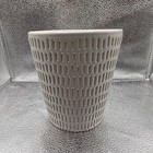 Vintage Satin Creamy White Embossed Pattern Flowerpot planter Ceramic Usa Made