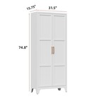 75  Kitchen Pantry Storage Cabinet  Metal Storage Cabinet With 2 Doors 5 Shelves
