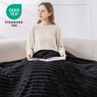 Fleece Throw Blanket For Couch - 300gsm Soft Warm Fluffy Black Blan   