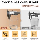 Showin 14oz Thick Glass 3-wick Candle Jars For Making Candles - 12 Pack With Lid