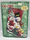 Vintage Bucilla Santa Frosty Felt Applique Stocking Kit 83974 Gold Needles New