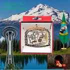 Nations Treasures Washington Evergreen State Brass Ornament Travel Souvenir