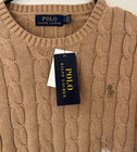 Polo Ralph Lauren Men s Cable Knit Cotton Crewneck Sweater Brown Pony S