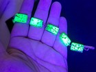 Abstract Uranium Glass Bracelet Silver Tone Green Czech Beads