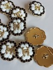 Lot Of 10  22mm Designer Button Pearl Chanel Button Replacement Gold Tone 