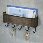 Wall Mount Key letter Holder Organizer Rack Mail Sorter W 5 Hooks For Home Decor