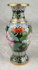 Chinese Cloisonne Vase Flowers Birds Red Green Blue Pink White Purple 6in Tall