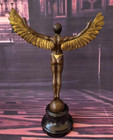 Icarus Bronze Sculpture Statue Art Winged Signed Nude Marble Deco Man Greek Rare
