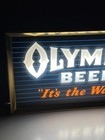 Vtg 1950s Olympia Beer It s The Water Lighted Reverse Painted Glass Hanging Sign