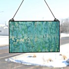 River Of Goods Window Panel Mottled Blue Stained Glass Single Pane Handcrafted