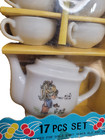 Vintage Toy China Tea Set In Box  One Missing Plate  Collectable 