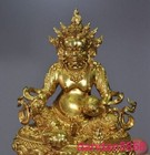 4  Tibet Buddhism Temple Bronze 24k Gold Gilt Yellow Jambhala Buddha Statue